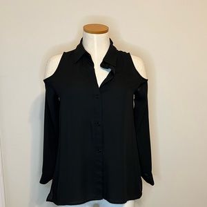 The Limited - cold shoulder black button up. XS
